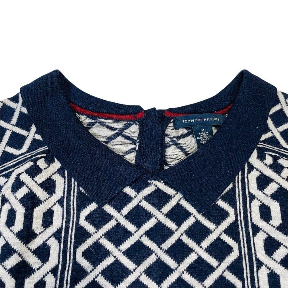 Tommy Hilfiger Navy and White Preppy Short Sleeved Sweater Dress - Picture 4 of 11